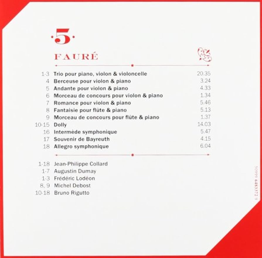 FAURE：Musique de chambre(CD) Faure: Musique de Chambre 1; C: Faure: Musique De Chambre 1